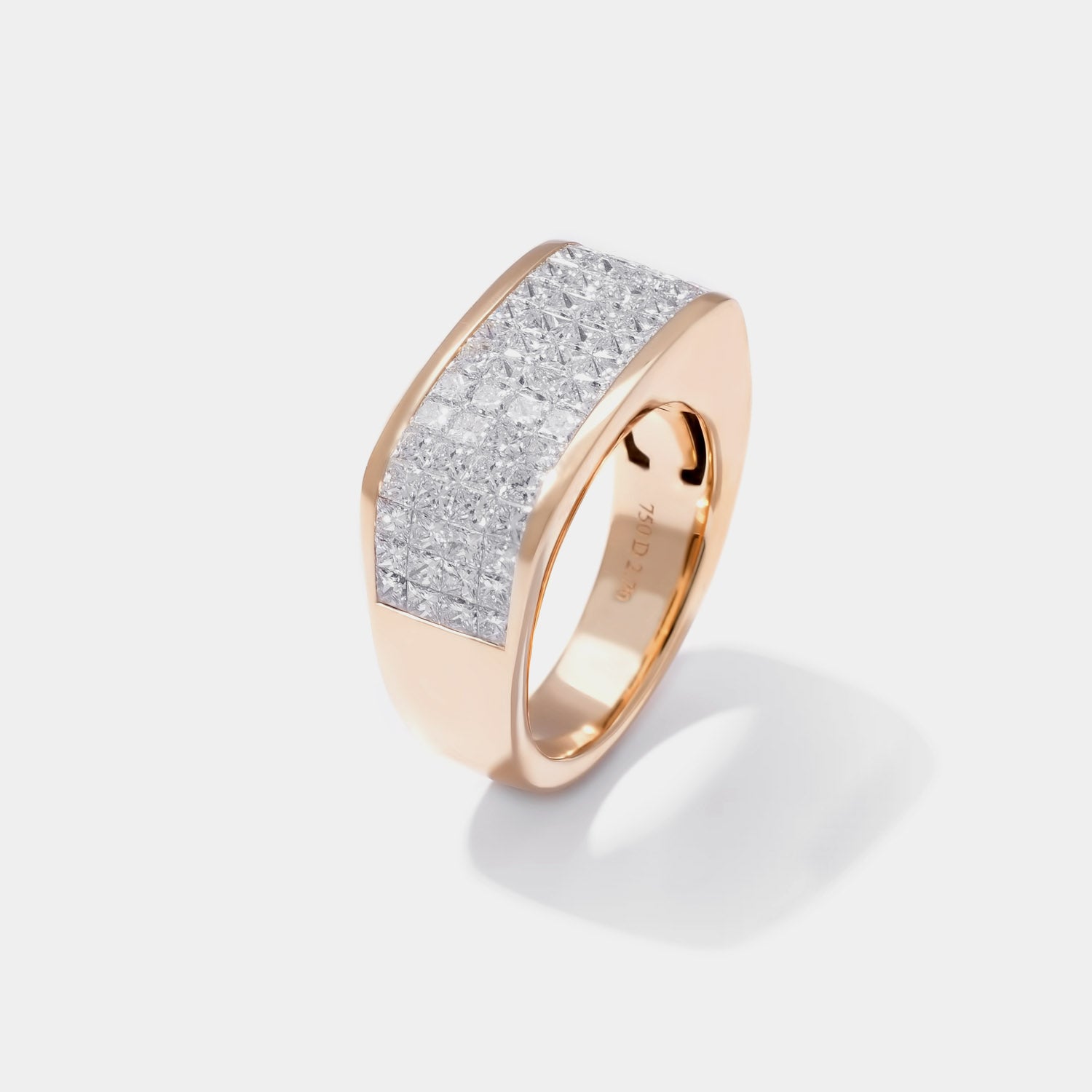 KS Jewelry Manufacturer - Yelllow Gold ring with invisible setting Diamonds
