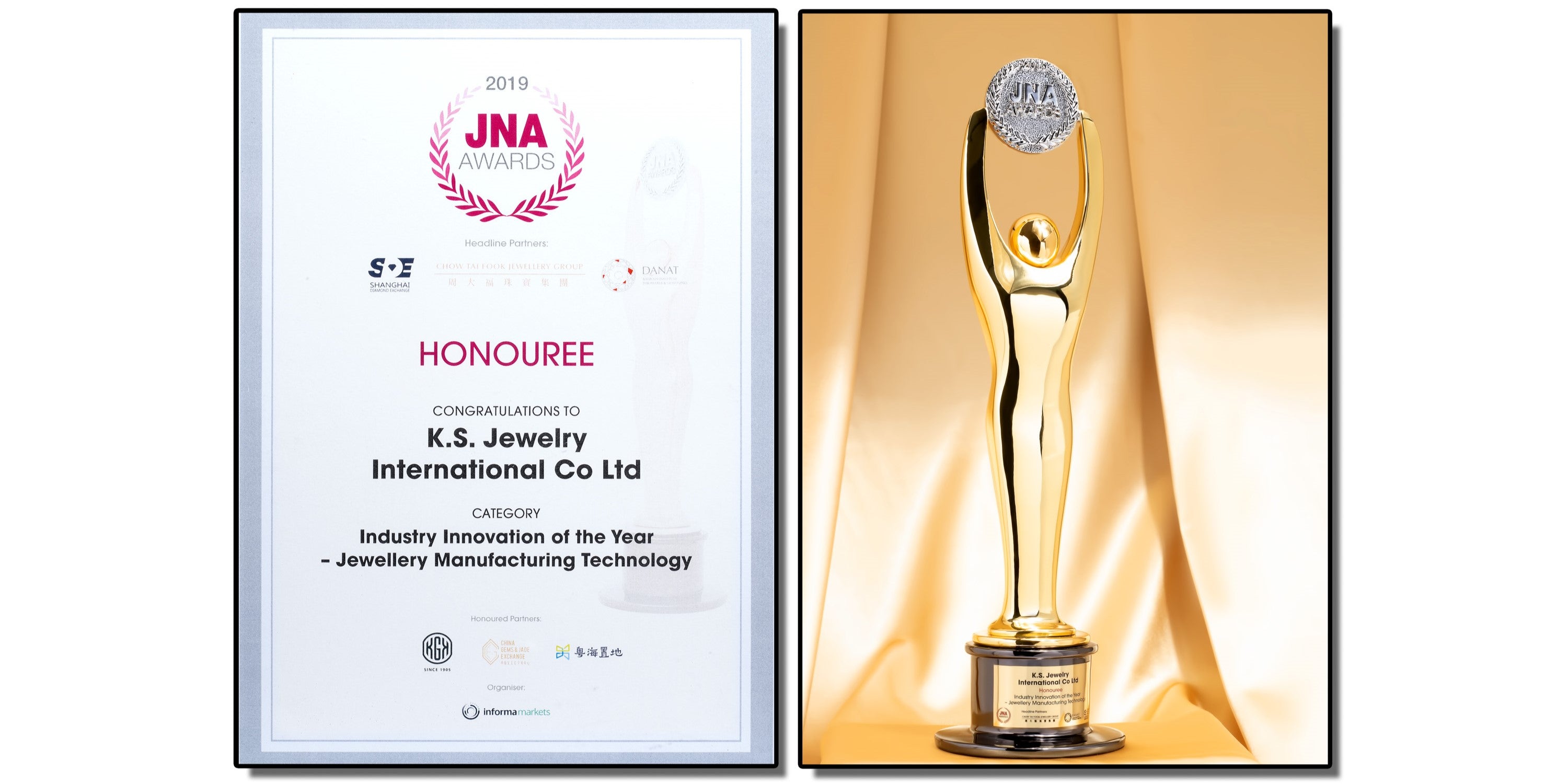 JNA Award for KS Jewelry International for Industry Innovation of the year