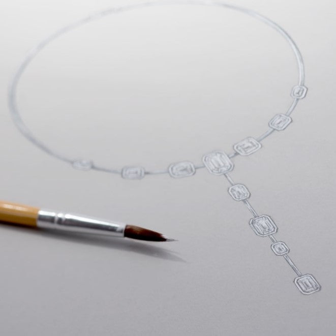 Diamond necklace design painted on paper