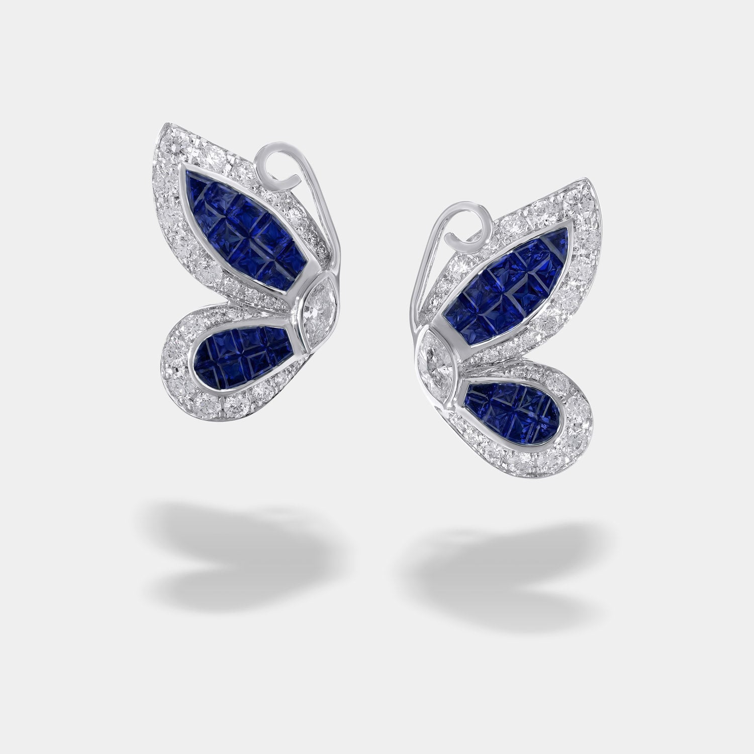 KS Jewelry Production Butterfly Earrings with diamonds and Sapphires