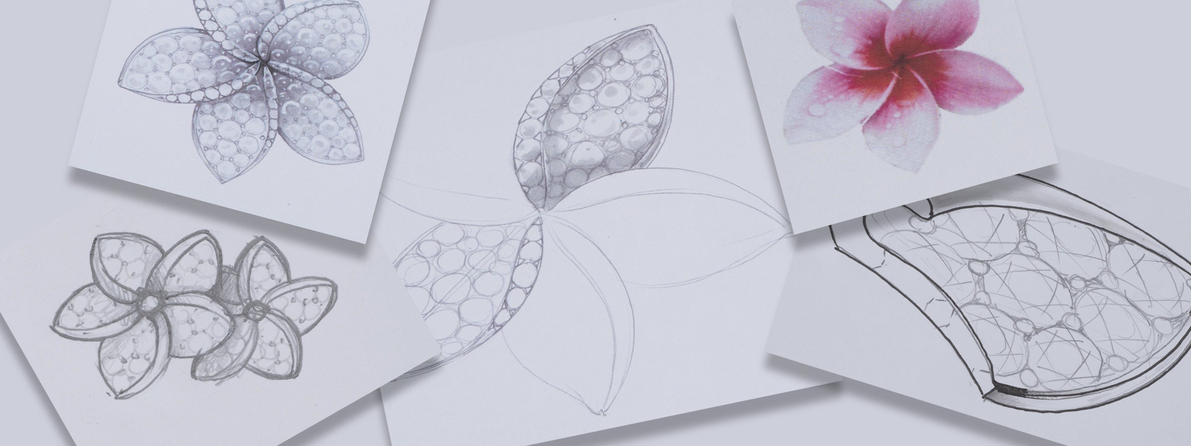 jewelry sketches on paper from flowers